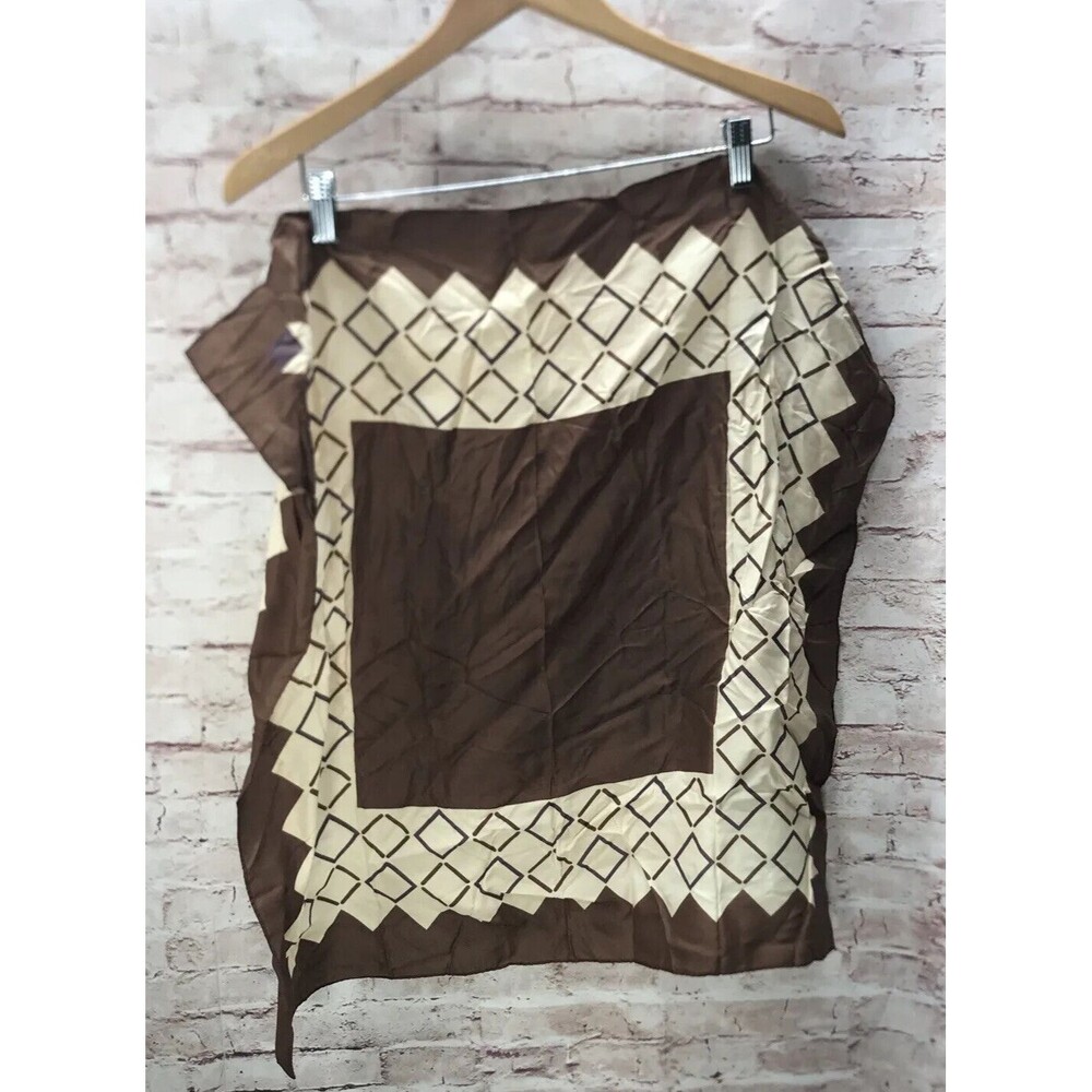 Vintage Tote Women's Rain Scarf Size 25"x 25" Brown Water Repellent